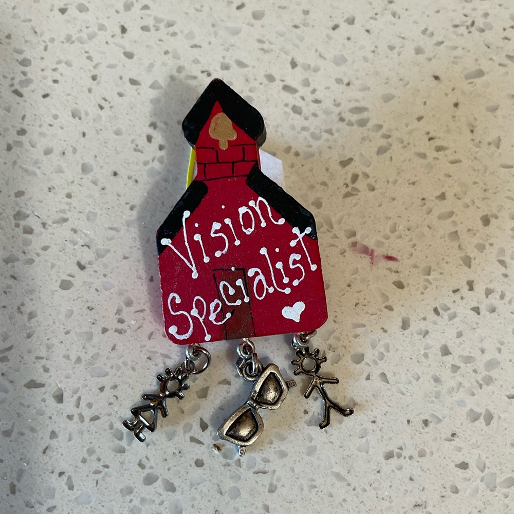 Vision Specialist Red Brooch with Charms
